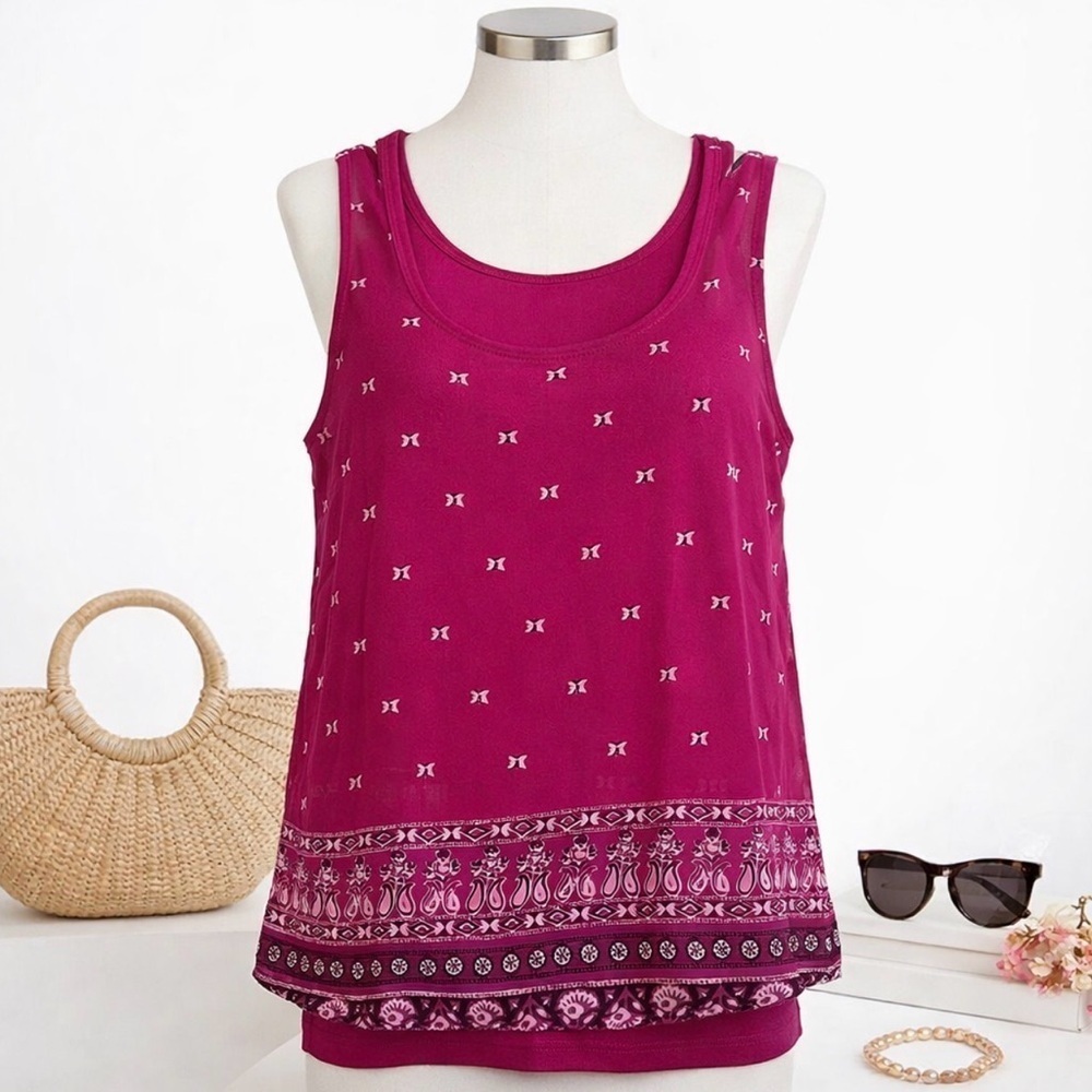 Old Navy 2 Piece Women's Purple Tank & Sheer Top Size Small